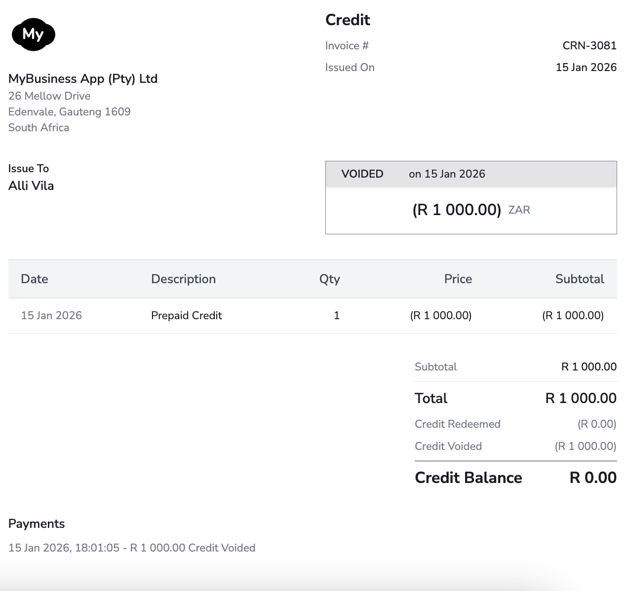 Invoice number settings showing the default sequence starting at 1000 with options to configure entity prefix and custom starting number